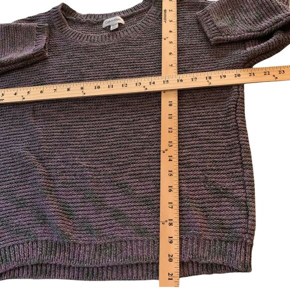 Calvin Klein Women's Sweater Chunky Knit Pullover XS Shiny Purple Crew Neck - Picture 4 of 7